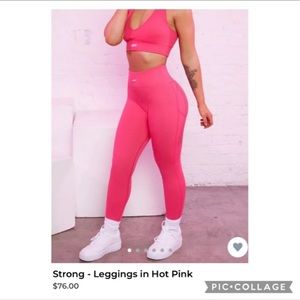 Bo + Tee Hot Pink Ribbed Leggings Sz. L NWOT.